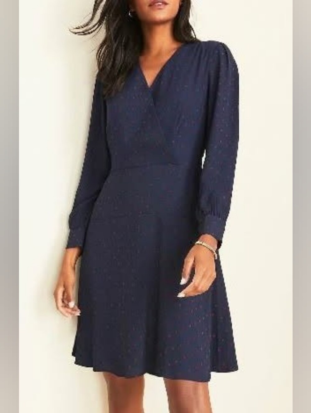 Ann Taylor Classy Navy Blue Dress with Polkadaot Design Nwot
